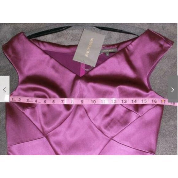 NWT Zac Posen Seam Detail Stretch Satin Cocktail Dress 6 - Picture 11 of 14